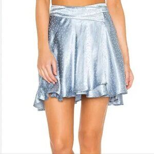 Free People Starstruck Asymmetrical Mini Skirt In Big Sur Blue Metallic Size 2